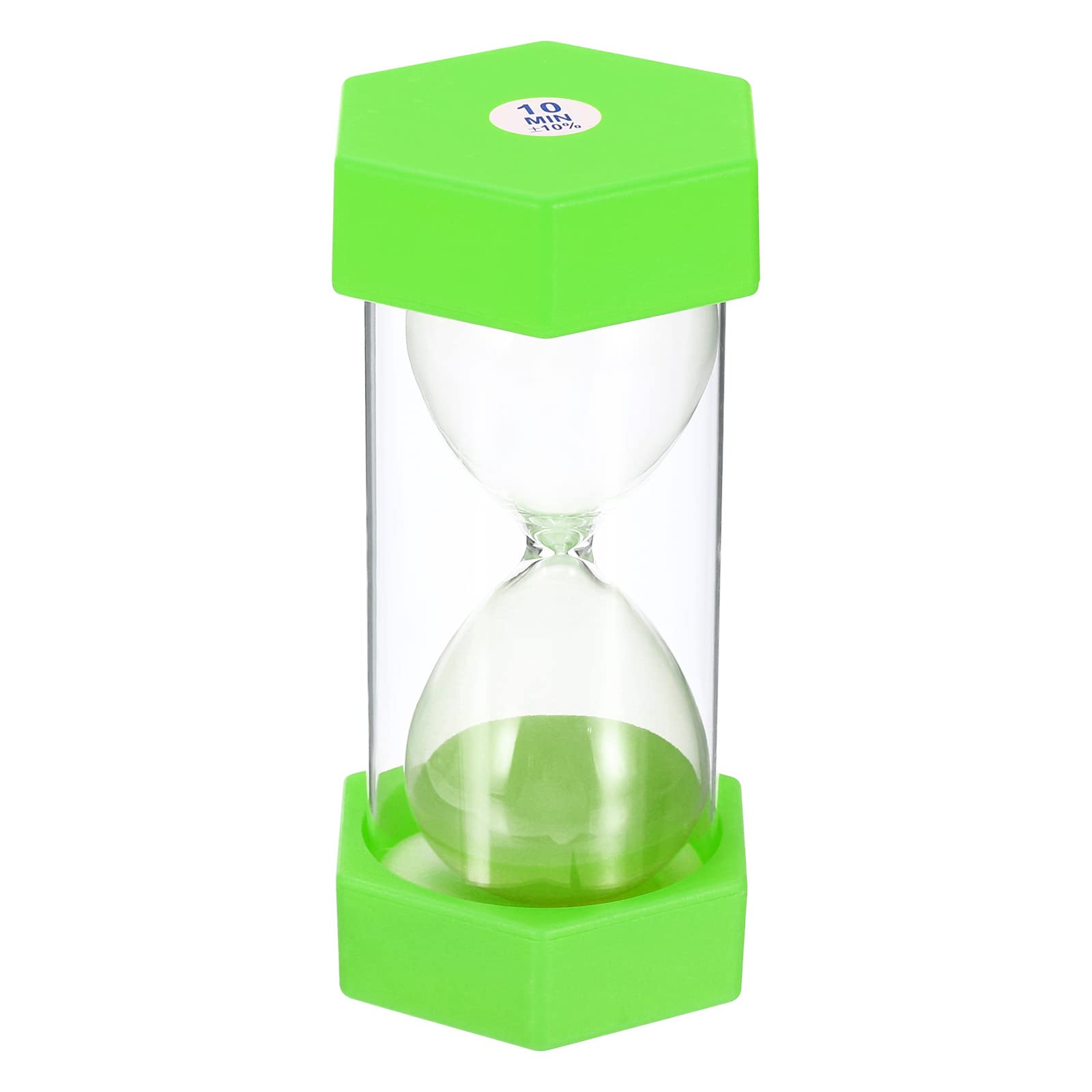 PATIKIL 10 Minute Sand Timer, Hexagon Small Sandy Clock with Plastic Cover, Count Down Sand Glass for Games, Kitchen, Party Favors DIY Decoration, Green