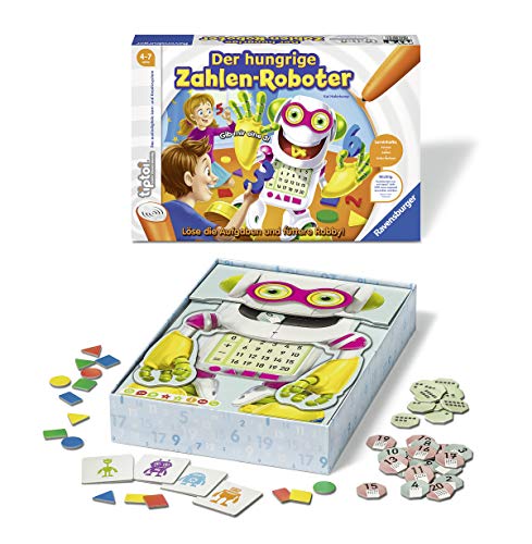 Ravensburger tiptoi Spiel 00706 Der hungrige Zahlenroboter, Lernspiel von Ravensburger ab 4 Jahren für 1-4 Spieler, spielerisch Formen und Rechnen lernen in 4 Schwierigkeitsstufen – Bild 3