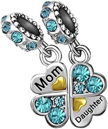T50Jewelry Mom Charm Heart Mother Love Daughter December Charm Beads For Bracelets