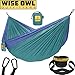 Wise Owl Outfitters Hammock for Camping Single & Double Hammocks Gear for The Outdoors Backpacking Survival or Travel - Portable Lightweight Parachute Nylon SO Green & Blue