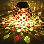 Sogrand Solar Light Red Glass Jar,Solar Lights Outdoor,Sit on Flat Bottom or Hang,Solar Garden Lights,Decorative solar Lights,for Garden,Party,Dinner,Bedroom,Patio,Yard,Landscape (Red)