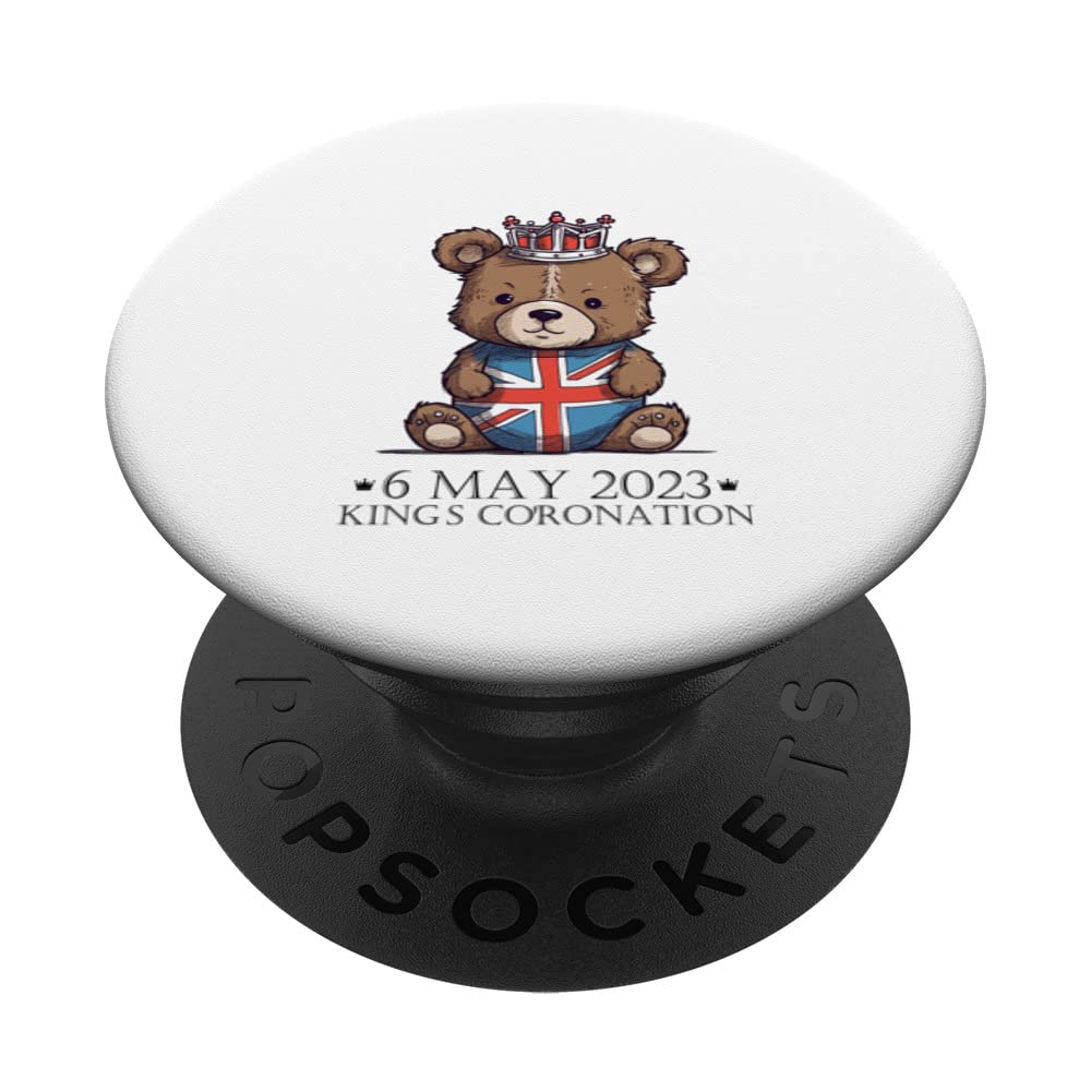 teddy Royal bear King's Coronation. Union Jack Charles PopSockets Swappable PopGrip
