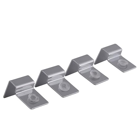 Fdit 4er Edelstahl Aquarium Glasabdeckung Clip Kammer Unterstützung Halter Schutz(12mm)