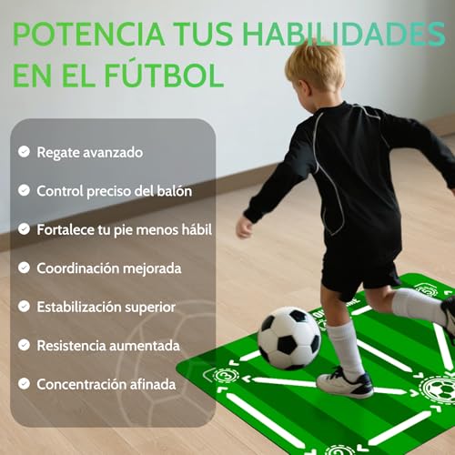 Football Training Mat with Videos for Ball Control and Dribbling | Non-Slip and Silent Children's Football Training Kit with Shooting Trainer and Carry Bag