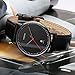 Men's Black Leather Casual Watches - Analog Quartz with Date, 99 ft Waterproof Wrist Watch for Men