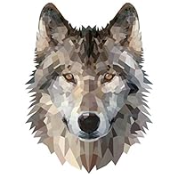 Grey Wolf Geometric Artistic Decal - Five Inch Tall Full Color Decal On 3M Reflective Material