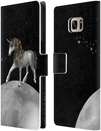 Official Haroulita Unicorn Black And White Leather Book Wallet Case Cover For Samsung Galaxy S7 edge