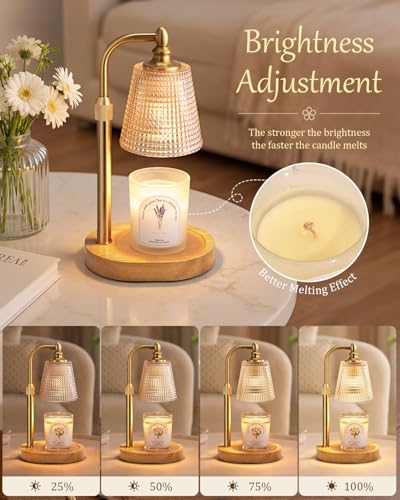Hong-in Candle Warmer Lamp with Timer Dimmer, Birthday Gifts for Women, House Warming Gifts for New Home, Vintage Room Decor, Adjustable Height Candle Lamp, Wax Warmer for Scented Jar Candles