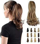 Sofeiyan 13" Ponytail Extension Long Curly Ponytail Clip in Claw Hair Extension Natural Looking S...