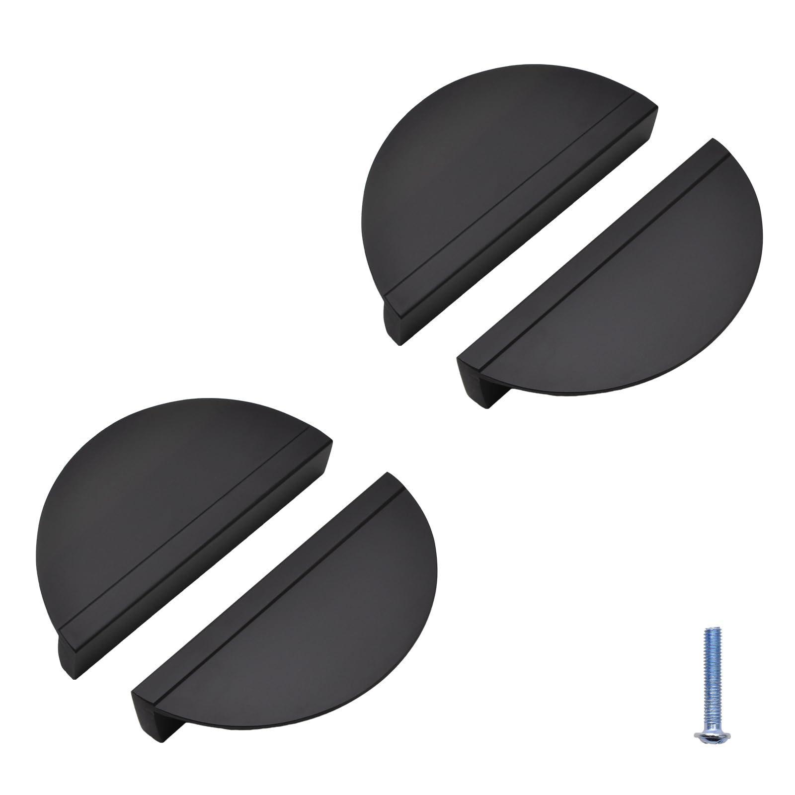 INCREWAY Half Moon Drawer Pulls,4PCS Aluminum Alloy Cabinet Pulls Semicircle Knobs Decorative Door Knobs,Black