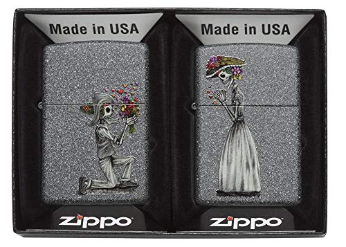 Zippo Skeleton Flowers Iron Stone Gift Set Pocket Lighters, One Size (ZO28987)