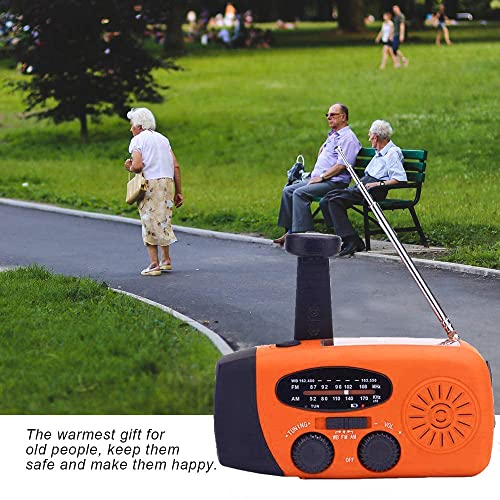 SOLARBABY Wind Up Solar Radio, Emergency Hand Crank Self Powered AM/FM Survival Solar Weather Radio with LED Flashlight,SOS Alarm,2000mAh Emergency Power Bank for Smart Phone (M-Orange)