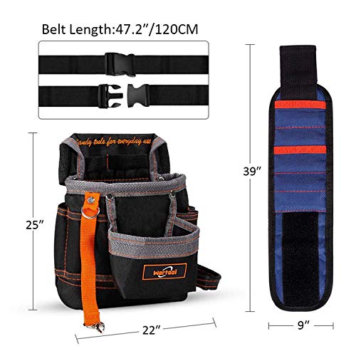 Werkzeuggürtel Werkzeugtasche Werkzeugbeutel Gürteltasche für Werkzeugen Robustem Nylon Magnetisches Armband… – Bild 3