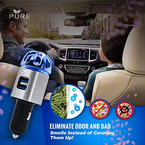 Car Air Purifier 3in1 Premium Stainless Steel HEPA Filter Ionizer w/Dual USB Quick Charge 3.0 USB-Eliminate Allergens Odor Smell, Smoke, Pets, Pollen Mold Bacteria w/Anti-Microbial Deodorizer (Silver) - Thumbnail 7