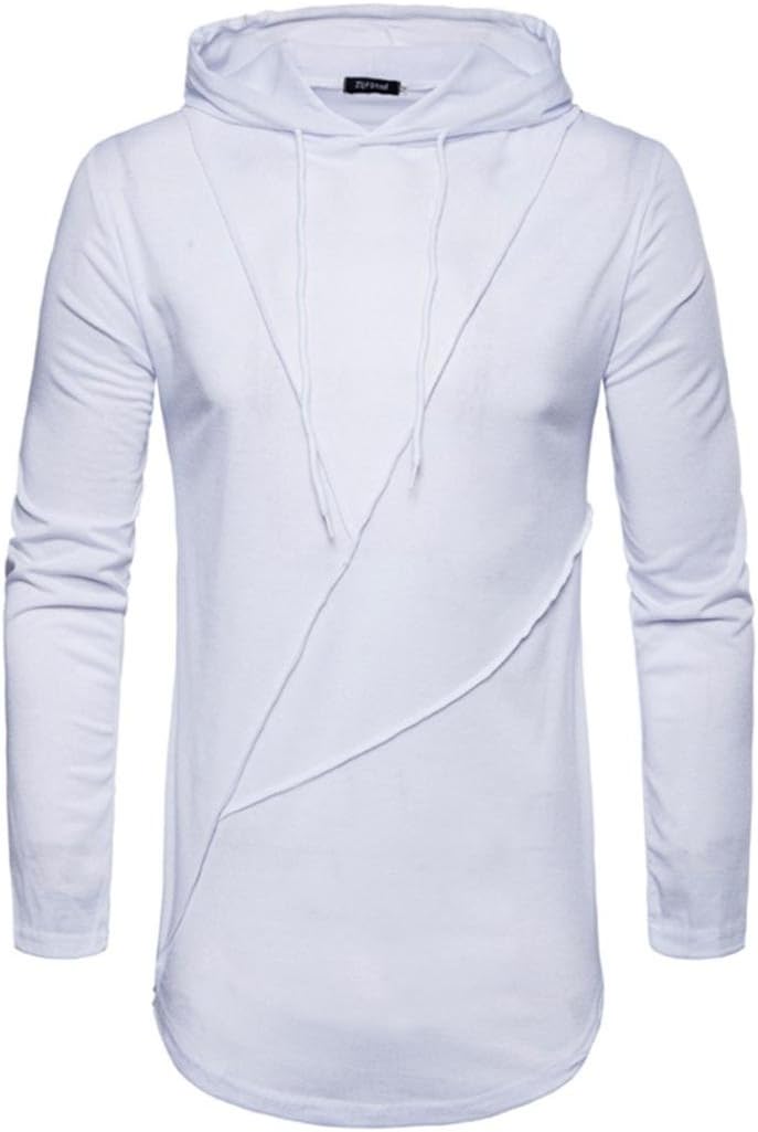 PASATO New Men's Autumn Pure Color Joint Long Sleeved Hoodie Sweatshirts Top Blouse