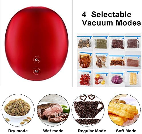 Vacuum Sealer Automatic Sealer Vacuum Packing Machine with Vacuum Tube &amp; Sous Vide Vacuum Sealing Bags and Air Filter USB Charging for Food Preservation,Clothing,Paperwork,Jewelry (red)