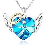 GEORGE · SMITH Angel Wings Necklace Love Heart Pendant Necklaces Wedding Anniversary Jewelry for Women Made with Swarovski Crystals