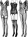 3 Pieces Black Fishnet Dresses Mesh Lingerie Fishnet Hollow Fishnet Sleepwear for Women Favor (Color Set 4)