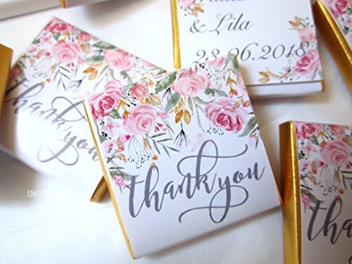 Personalised Chocolates Thank You, Romantic Roses, Party Favours, 25 pcs