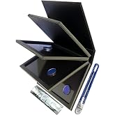 SZDYM Strong 4 Layers Empty Magnetic Palette Book Palette+1pcs Makeup Depotting Spatula+50pcs Round Metal Stickers+50pcs Square Metal Stickers