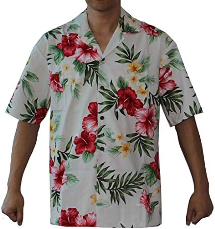Make in Hawaii Men's Hibiscus Floral Cruise Luau Hawaiian Aloha Shirt