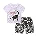 Mud Kingdom Little Boys Twill Shorts Set Cute Cartoon Dinosaur Camo White 5T