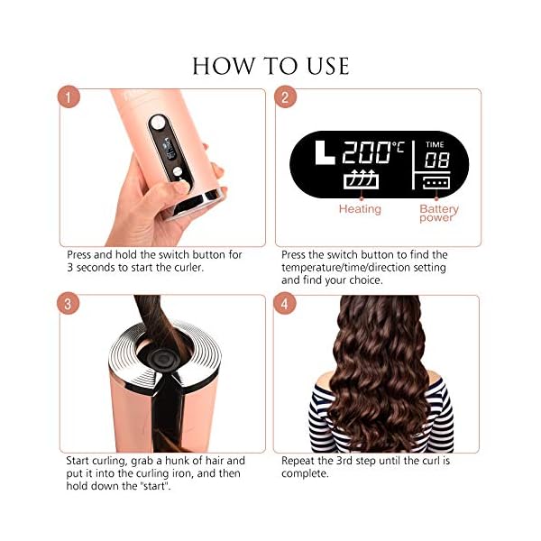 TURATA-Portable-Cordless-Auto-Hair-Curler-Fast-Operation-Wireless-Curling-Iron-with-3-Adjustable-Temperature-4-Timer-Anti-Tangle-Anti-Scald-USB-Rechargeable-Hair-Styling-Tool-with-LCD-Display TURATA Portable Cordless Auto Hair Curler Fast Operation Wireless Curling Iron with 3 Adjustable Temperature & 4 Timer…