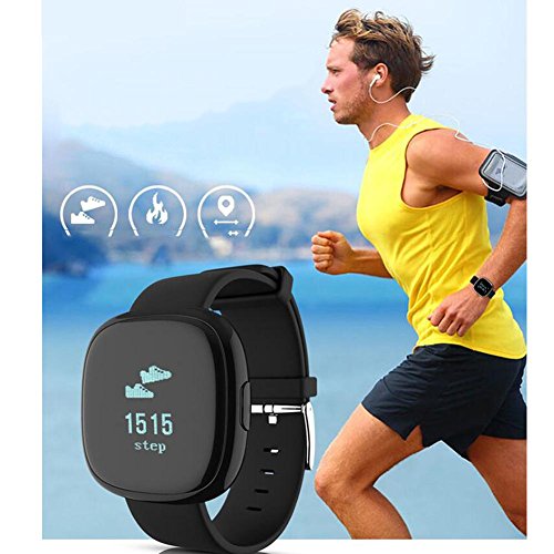 L@YC Fashion Smart Bracelet Bluetooth Heart Rate Blood Pressure Movement Step Treadmill Bracelet, Gold Black