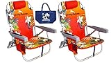 2 Tommy Bahama Backpack Beach Chairs/ Red + 1 Medium Tote Bag