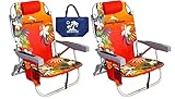 2 Tommy Bahama Backpack Beach Chairs/ Red + 1 Medium Tote Bag ()