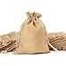 YUXIER 100 Burlap Bags with Drawstring Favor Bags Small Burlap Bags Party Favor Bags for Wedding Party,Arts Crafts Projects, Presents, Snacks Jewelry(5.3 x 3.7inch) (Flaxen)