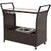Best Choice Products Outdoor Patio Wicker Serving Bar Cart W/Ice Bucket, Wine Rack- Brown primary