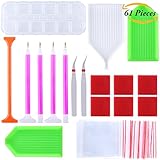 Aneco 61 Pieces DIY Diamond Painting Tools Diamond Stitch Pen Tweezers Plastic Tray Diamond Embroidery Box DIY Painting Accessories Set for DIY Art Craft