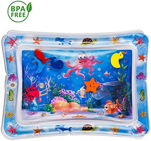 Homlory Inflatable Tummy Belly Time Baby Water Play Mat Infants & Toddlers BPA Free Leakproof Activity Center for Newborns Enjoying Fun Toys for Stimulation Growth 26"x20"