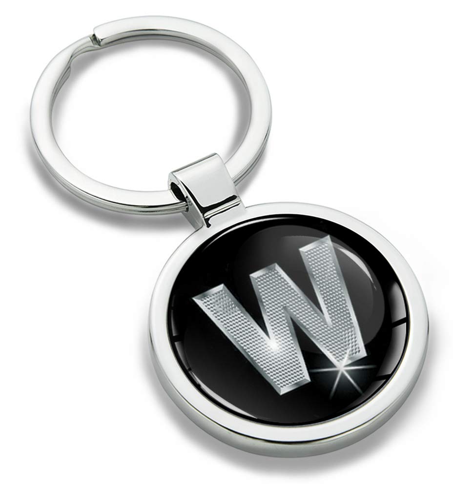 Biomar Labs Letter Keychain Alphabet Initial Keyring 3D Metal Stainless Steel Personalised Initials Charm for Car and Keys Available in Silver Rose Gold or Gold (W in Silver KK 23) — image 1