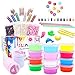 DIY Slime Kit for Kids,12 Colors Crystal Slime,4 Fluffy Slime Making Kit Supplies Incledes Fruit Slices,Foam Beads,Glitter,Molds