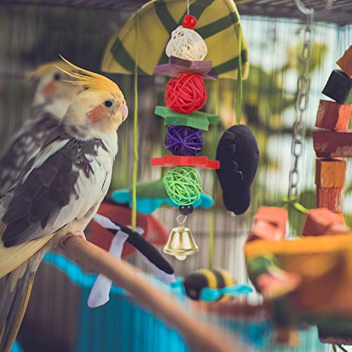 Dutch Brook Bird Swing Chewing Toys, 7 Packs Parakeet Bird Cage Toys Swing Chewing Hanging Parrot Perches with Bell,Wooden Ladder Hammock for Cockatiels,Budgie and Lovely Birds - Thumbnail 5