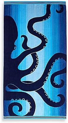 Ombre Octopus Oversized Beach Towel in Blue