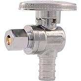SharkBite 1/2 x 1/4 Inch OD Compression Crimp Angle Stop Valve, Quarter Turn, Brass Plumbing Fitting, PEX Pipe, PE-RT, 23056L