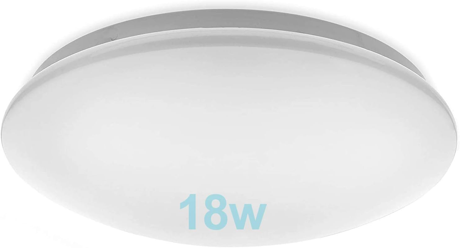 Lámpara LED de Techo Moderna 18W,TTKY Plafón Led Redonda Ultra Delgado Downlight Blanco Cálido 5500K 1500LM adecuada para Dormitorio, Pasillo,Cocina, Balcón,Baño[Clase de eficiencia energética A++]