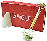 Jade Roller & Gua Sha Set | Face Massager & Body Scraping Tool Premium 100% Jade Stone | Anti Aging Facial Skincare Massage Kit For Women & Men | Reduce Wrinkles & Toxins DN ESSENTIALS
