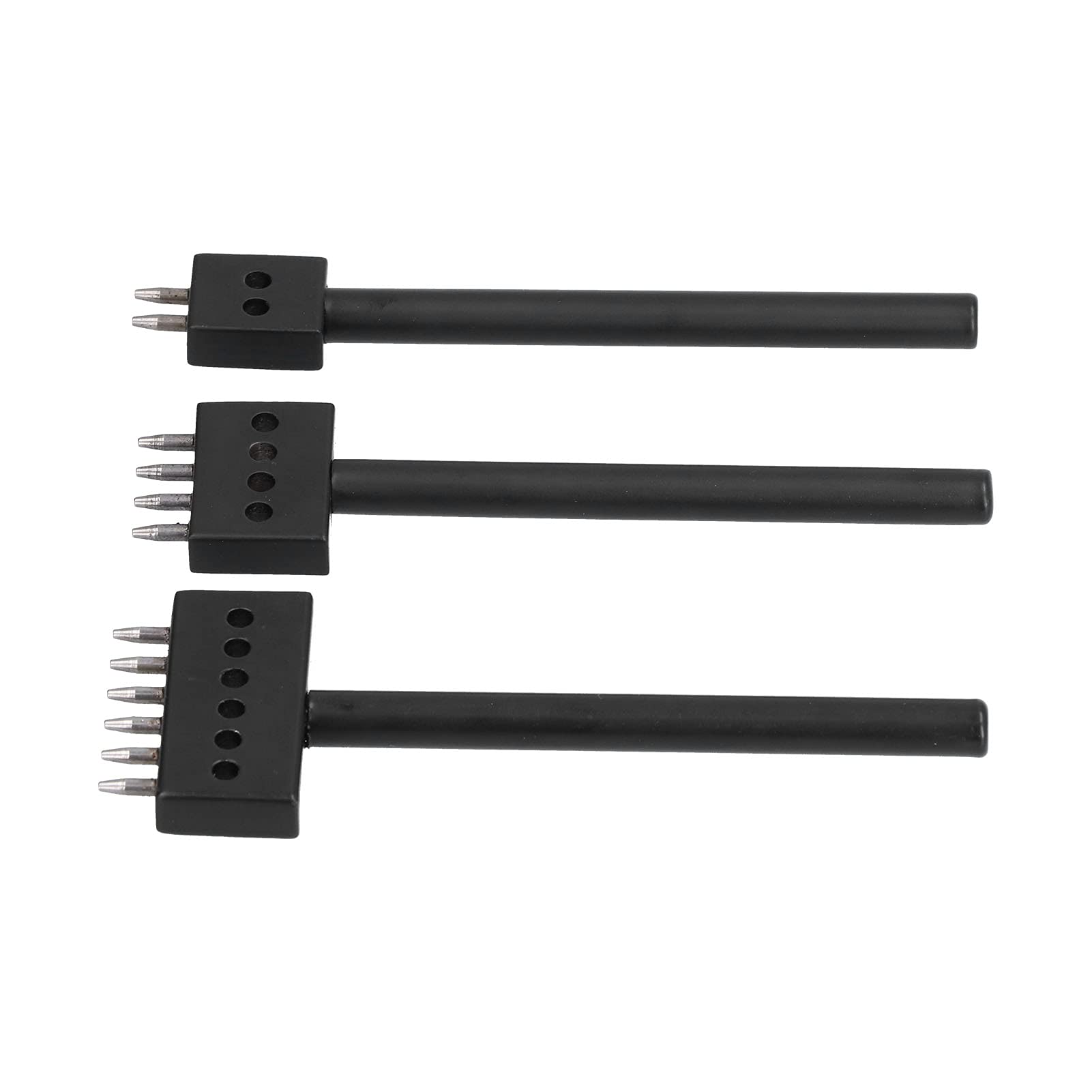 3pcs Leather Prong Punch Tool Set, 2/4/6 Carbon Steel Prong Row Circular Cut Round Hole Punch for Leather Craft(Teeth 6mm)