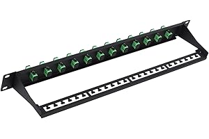 fyboptwu - 1U Fiber Patch Panel with 12 SC APC Single Mode Fiber Optic Couplers Singlemode Connectors, 1pack