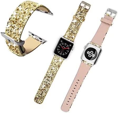 Apple Watch Band 42MM,Bling Shiny Sequins Iwatch Band Replacement Wristwatch Bracelet Strap Belt,Champagne Gold