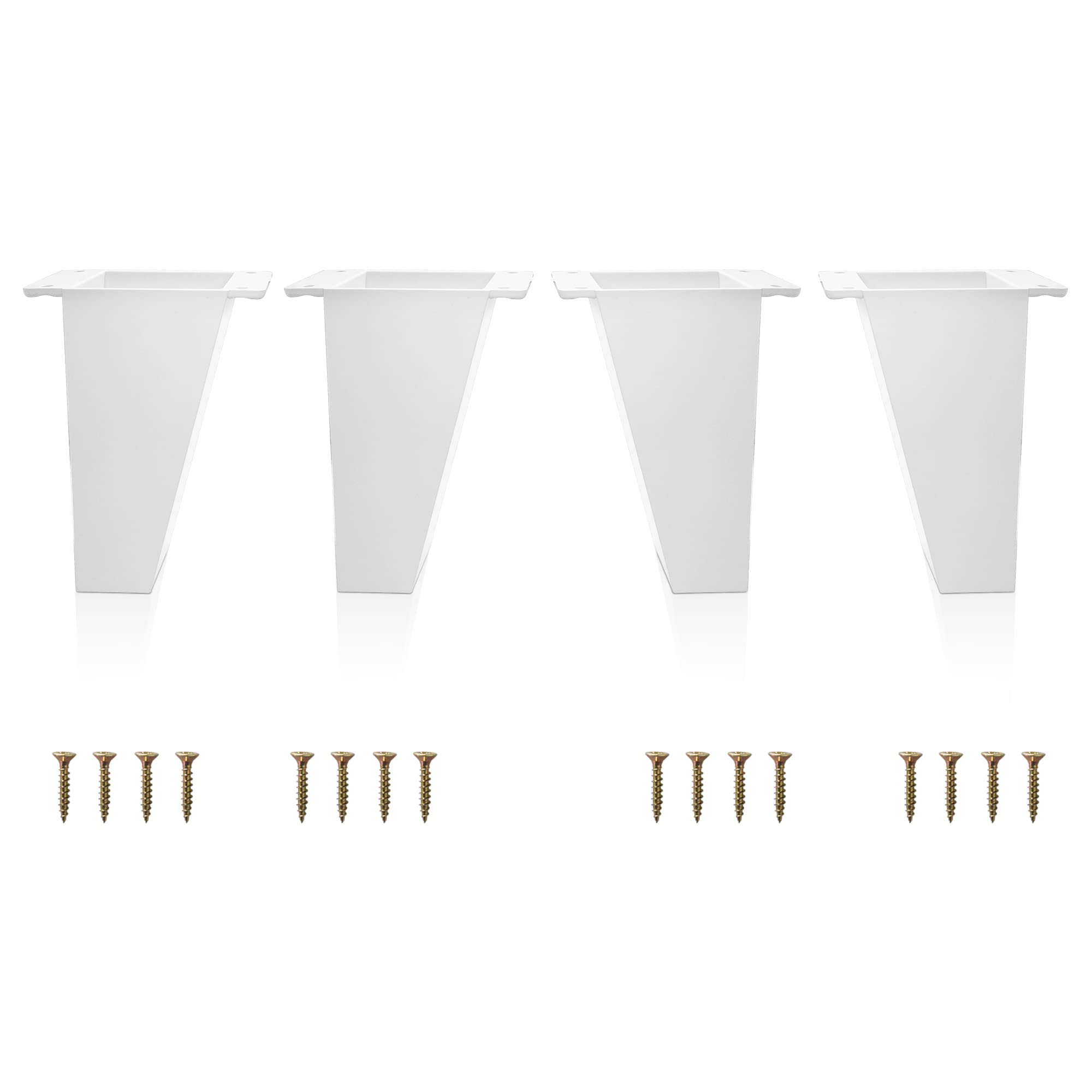 Kukicu Set of 4 White Furniture Legs, Slant Furniture Legs, Height 120 mm, Material: ABS Plastic, Scandinavian Design, Screws Included (4 Pieces)