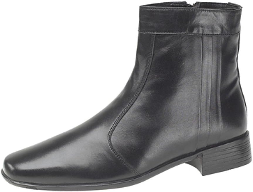 Mens Zip up Pleated Ankle Boots Softie Leather BLACK size