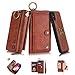 iPhone Xs Max Flip Wallet Case,SXTBMR Magnetic Detachable Handmade Cowhide Wallet Case Leather,Zipper Wallet Flip Protective Case Cover with Card Holder [Wrist Strap] for iPhone Xs Max Brown