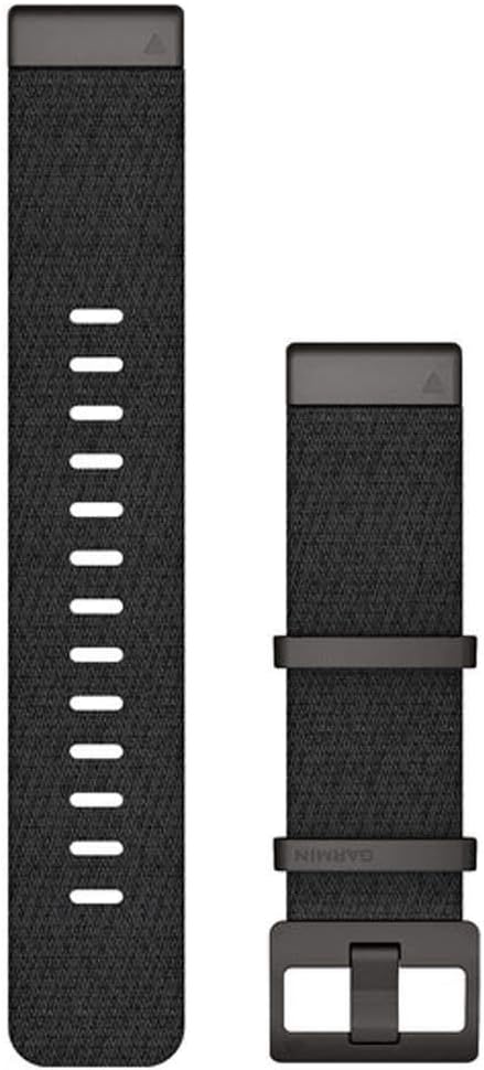 Garmin Quickfit Watch Band, Vented Carbon Gray Titanium Bracelet, Jacquardweave Nylon Strap – Heathered Black, Model Number: 010-12738-03