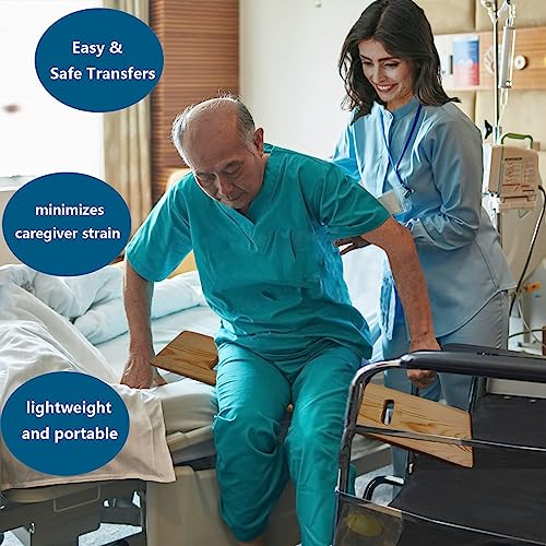 Slide Transfer Board with Handles,FSA Eligible,Made of Heavy-Duty Wood,Mobility Aid for Senior and Handicap,Load Capacity Up to 500 lbs,24×8×0.75