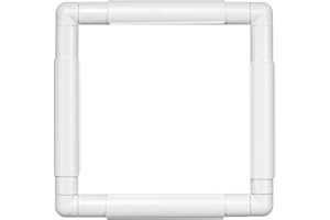 YHOMU 11x11 Inch Square Embroidery Hoop, Plastic Snap Clip Frame - White, Handheld for Cross Stitch, Quilting, Needlepoint, Silk Painting, DIY Craft Sewing Tool